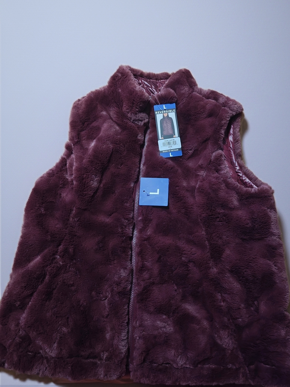 Reversible Faux-Fur Vest  - Burgundy